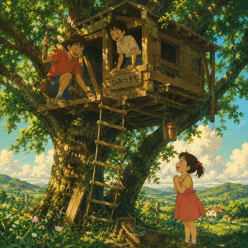 Children Playing Beneath Trees