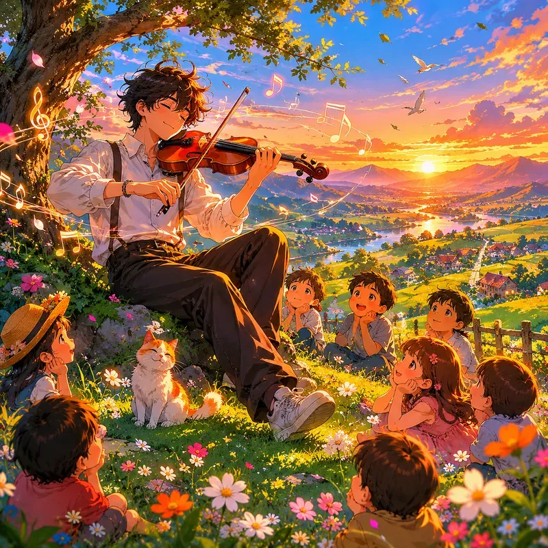 Children Playing Beneath Trees