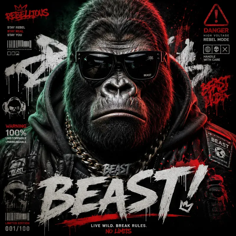 Neon Mood Animal Streetwear Posters