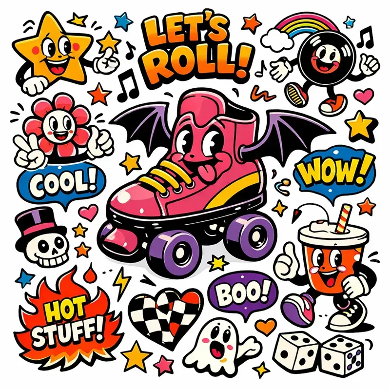 Retro Popart Mascot Sticker Sheets