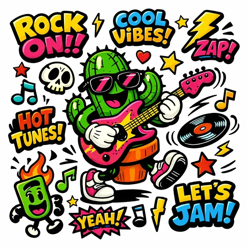 Retro Popart Mascot Sticker Sheets