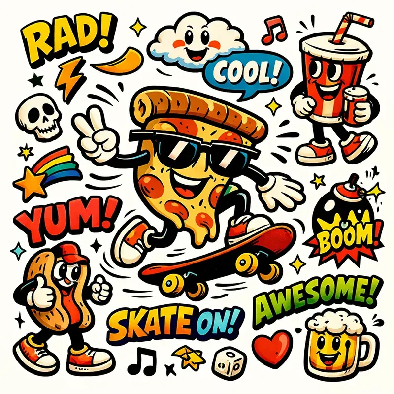 Retro Popart Mascot Sticker Sheets