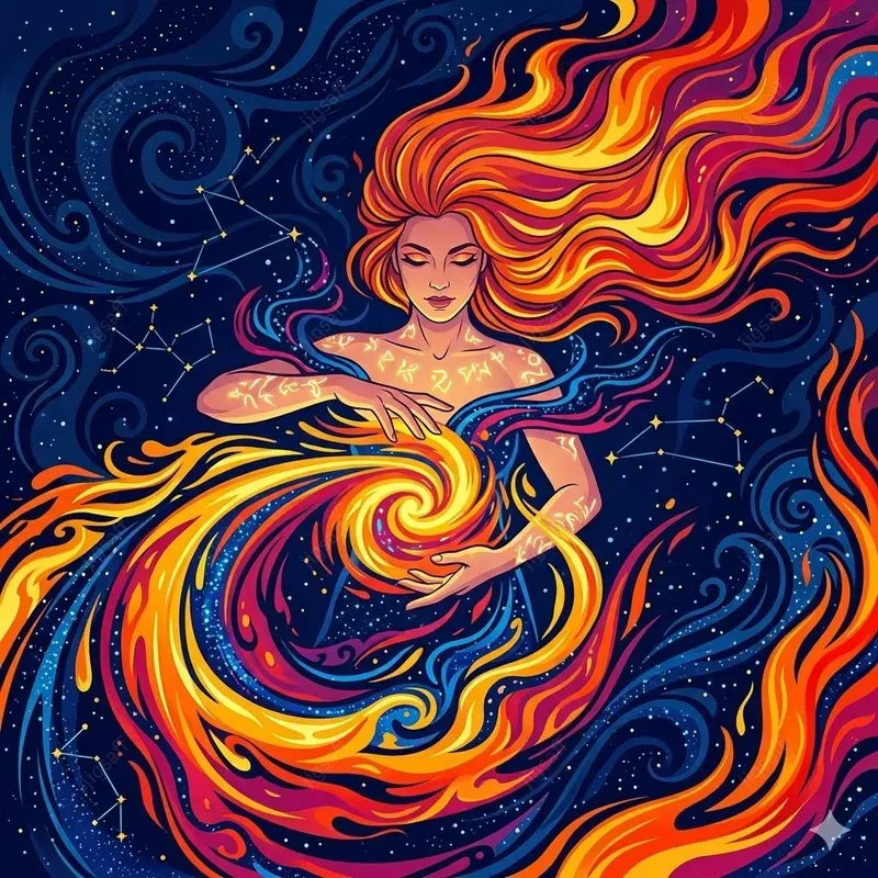 Cosmic Fire Divinity Vector Illustrations