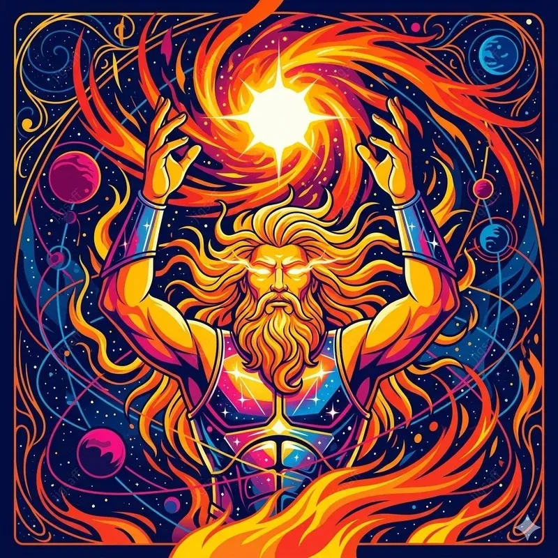 Cosmic Fire Divinity Vector Illustrations