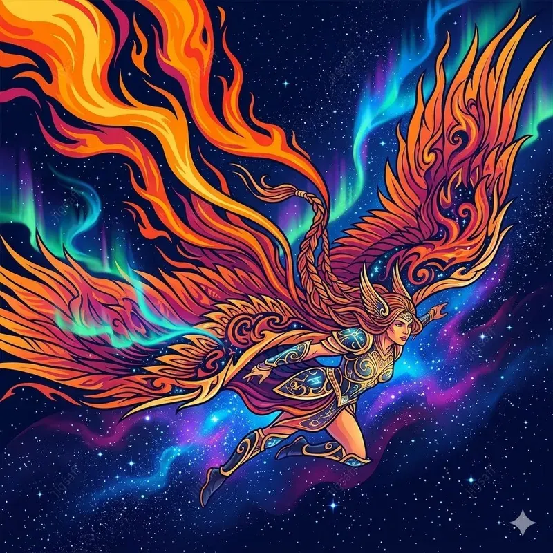 Cosmic Fire Divinity Vector Illustrations