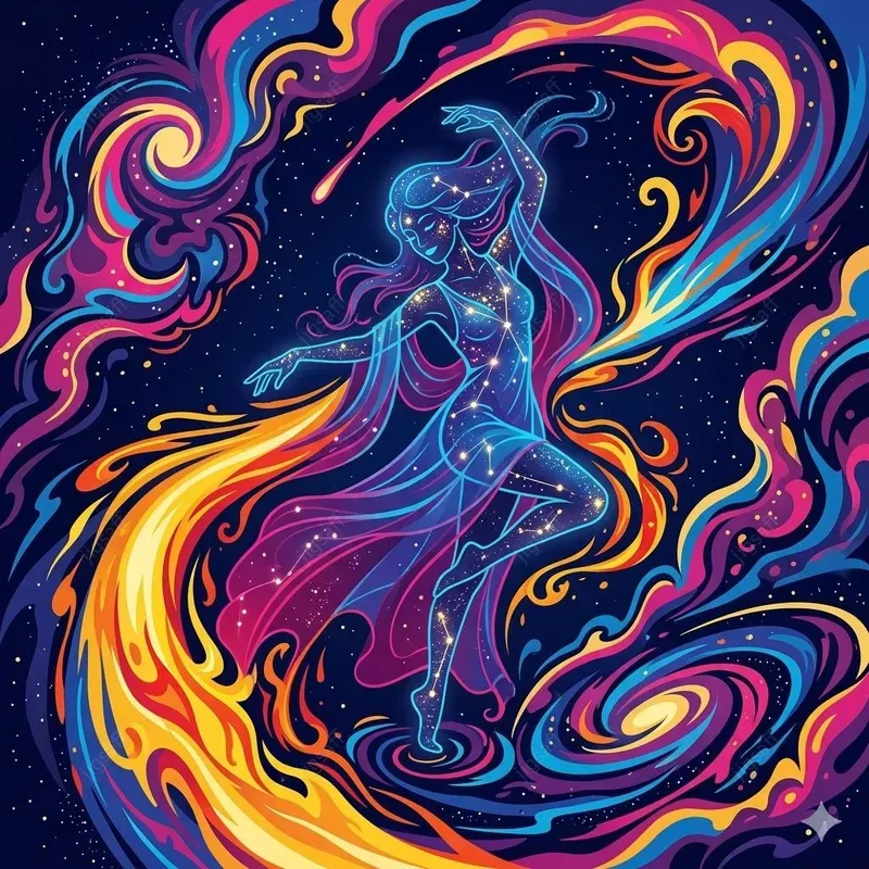 Cosmic Fire Divinity Vector Illustrations