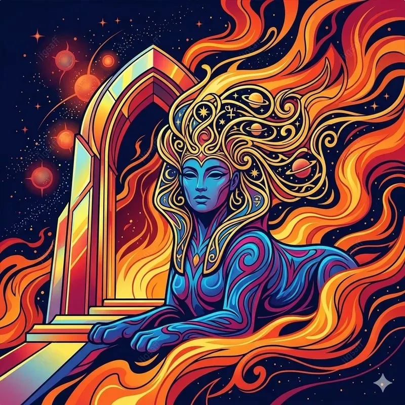 Cosmic Fire Divinity Vector Illustrations