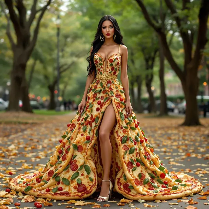 Girls Models In Dresses Made Of Food