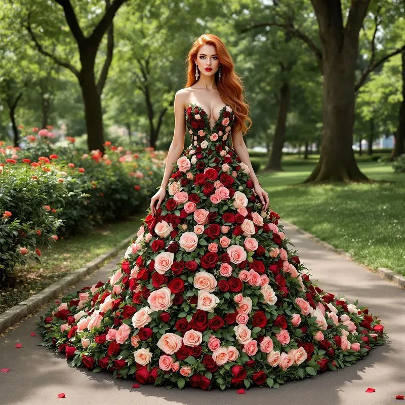 Girls Models In Dresses Made Of Food