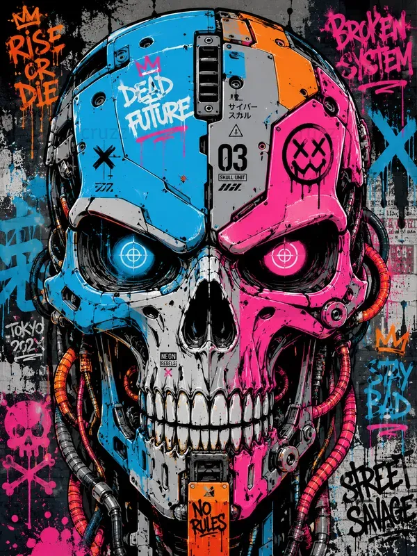 Vibrant Urban Graffiti Street Art Mascots