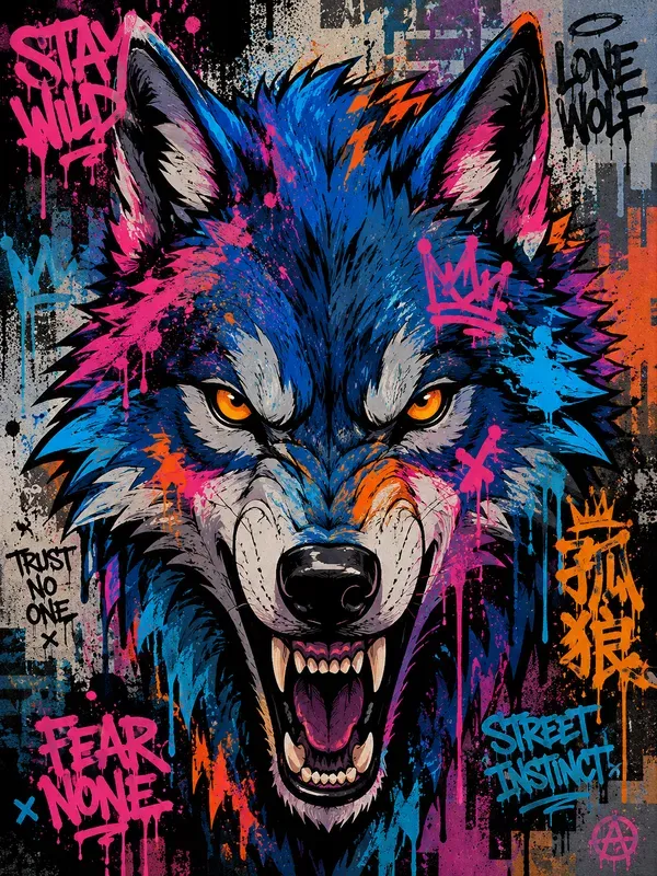 Vibrant Urban Graffiti Street Art Mascots