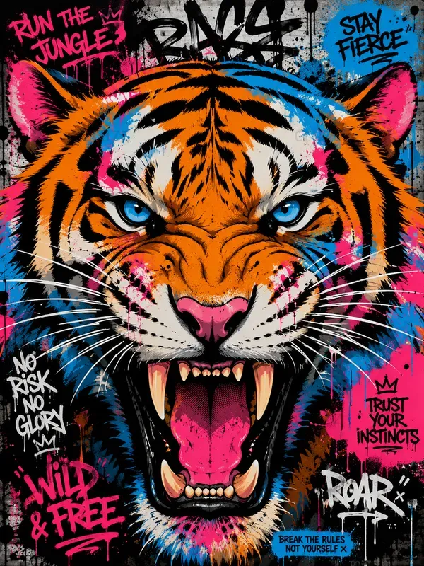 Vibrant Urban Graffiti Street Art Mascots