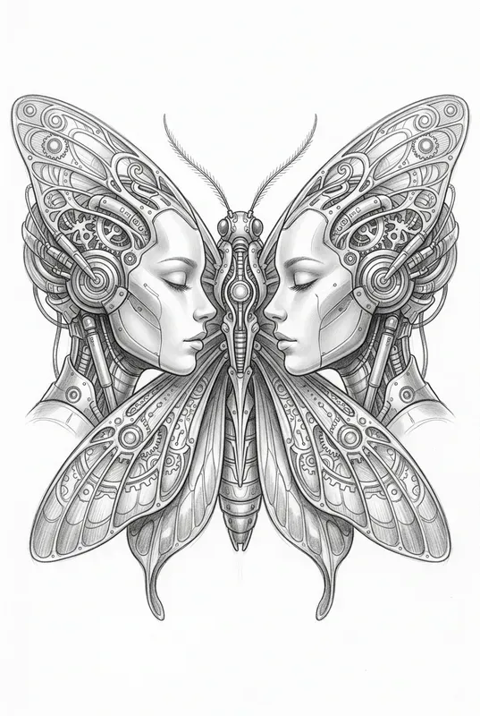Surreal Symmetrical Pencil Art Generator
