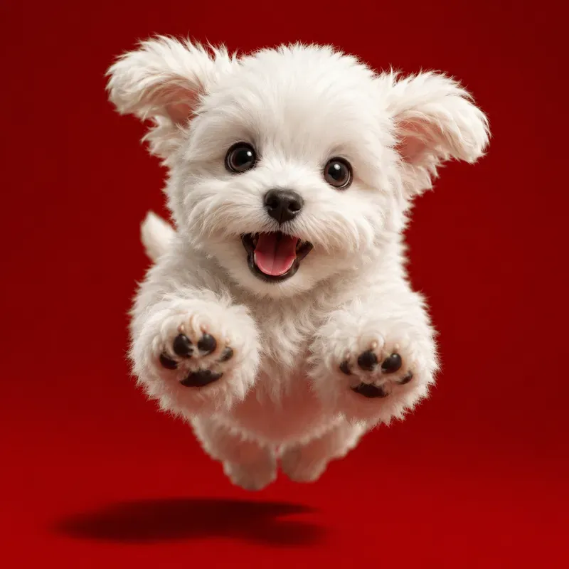 Cute White Baby Animal Jump Art Style