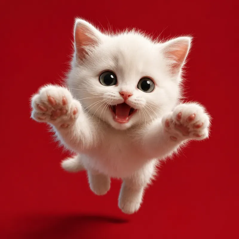 Cute White Baby Animal Jump Art Style