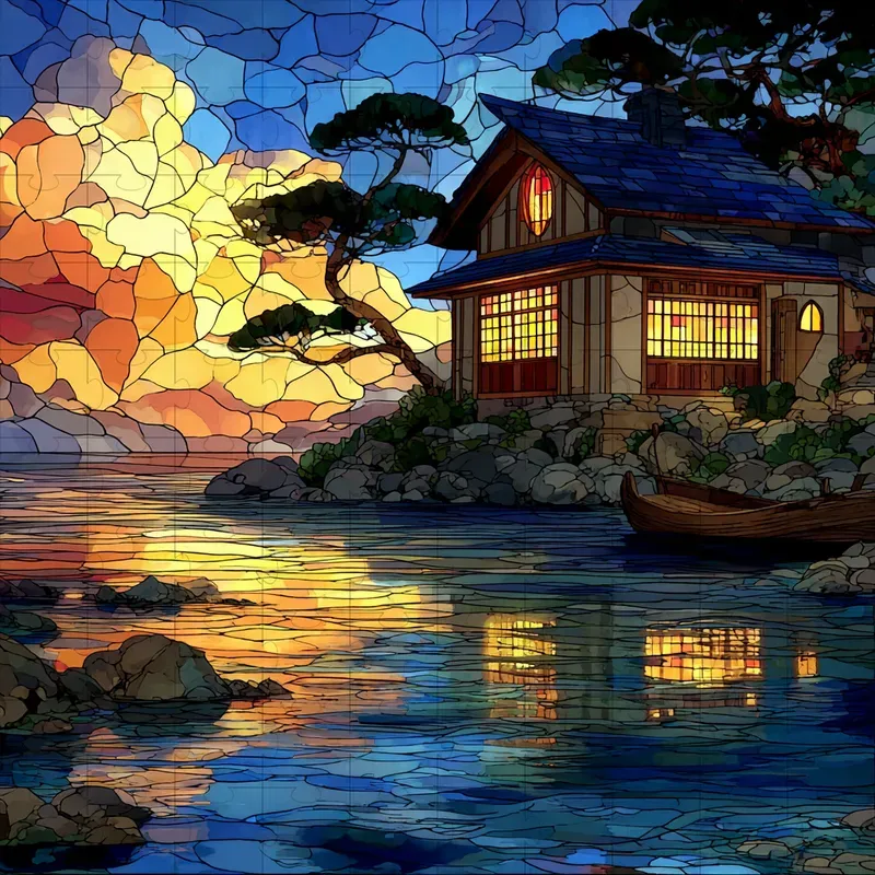 Stained Glass Anime Mosaic Illustrations