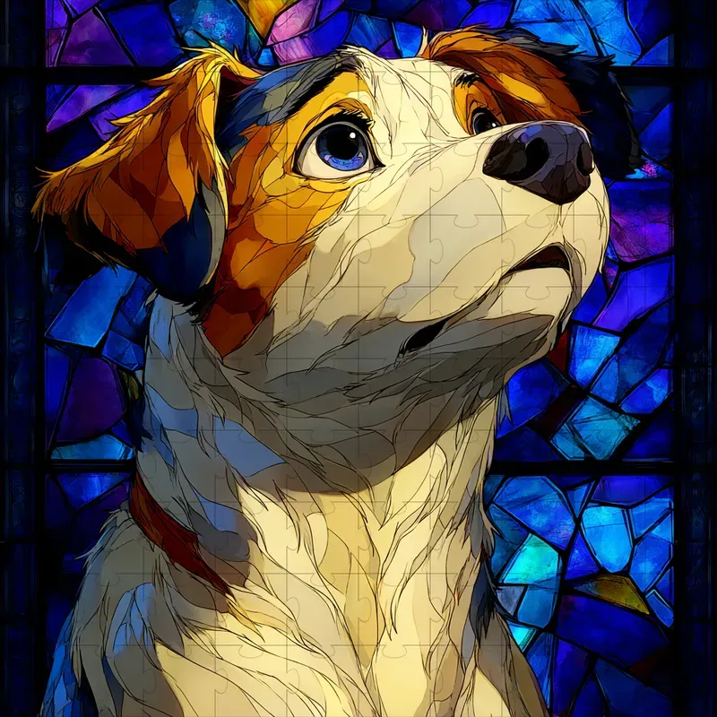 Stained Glass Anime Mosaic Illustrations