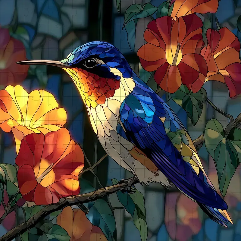 Stained Glass Anime Mosaic Illustrations