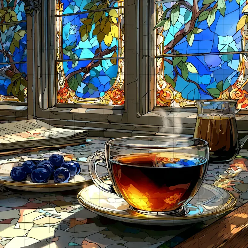 Stained Glass Anime Mosaic Illustrations