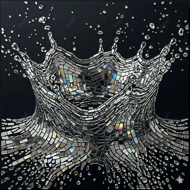 Mirrored Micromosaic Liquid Splashes