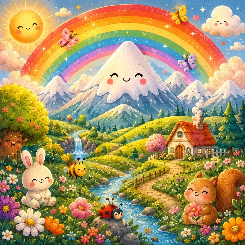 Kawaii Nature Storybook Scenes