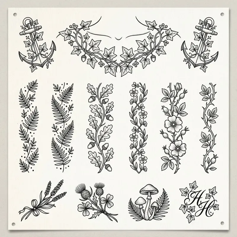 Botanical Border Tattoos
