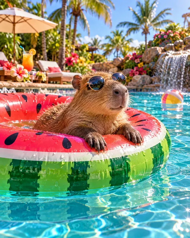 Hyperrealistic Baby Animal Pool Days