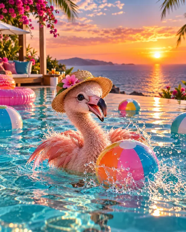 Hyperrealistic Baby Animal Pool Days