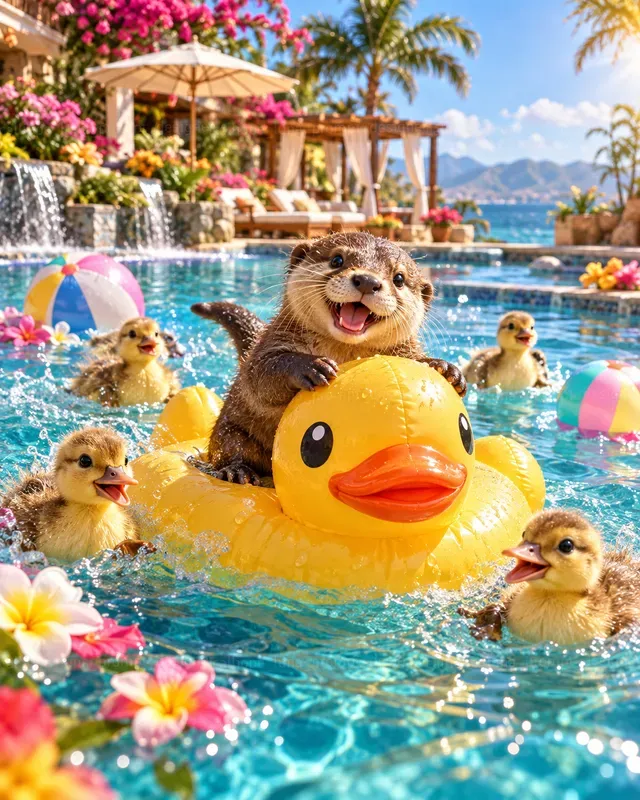 Hyperrealistic Baby Animal Pool Days