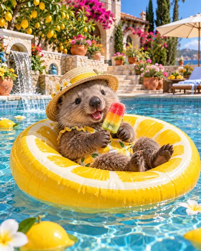 Hyperrealistic Baby Animal Pool Days