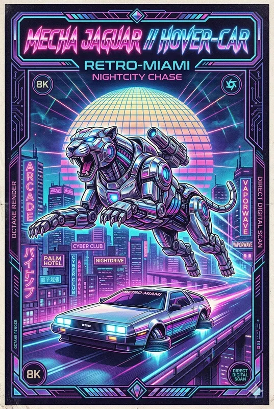 80s Mecha Synthwave Posters