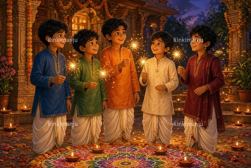 Diwali Family Celebrations Indian Anime
