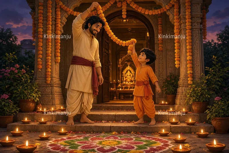 Diwali Family Celebrations Indian Anime