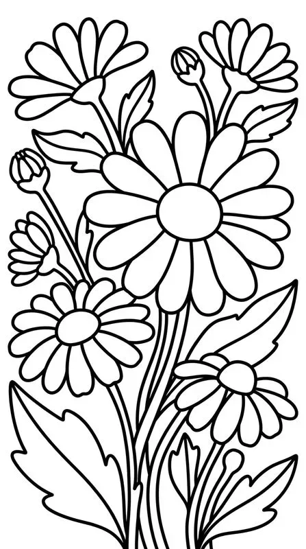 Bold Easy Flower Coloring Pages KDP