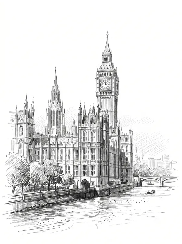 Famous Landmark And City Pencil Sketches
