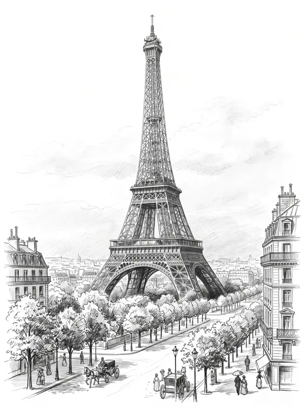 Famous Landmark And City Pencil Sketches