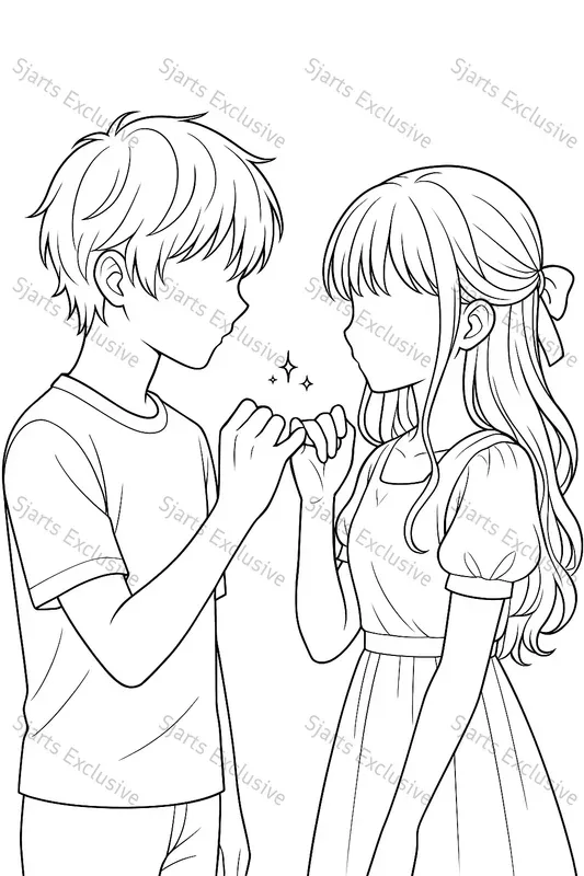 Adorable Couple Line Art Worksheets