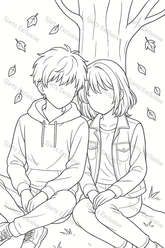 Adorable Couple Line Art Worksheets