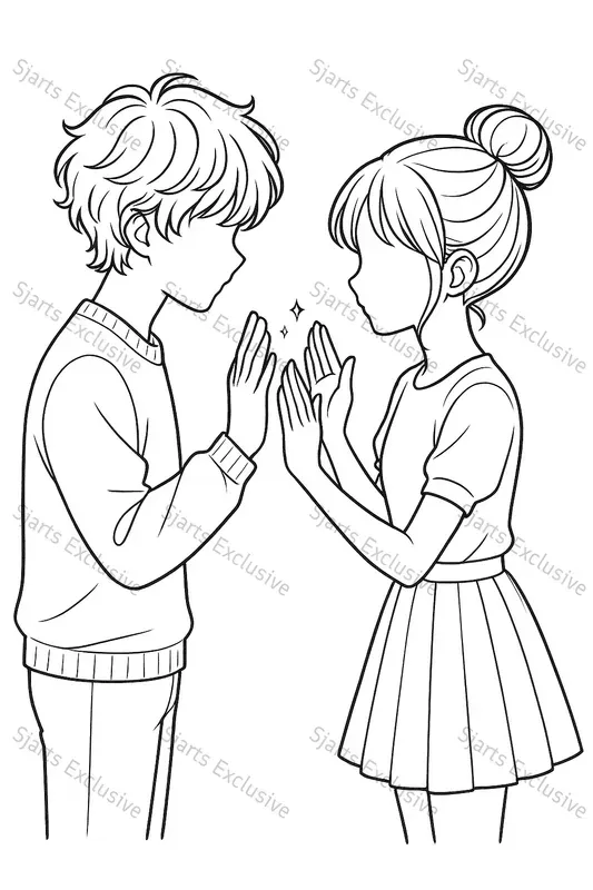 Adorable Couple Line Art Worksheets
