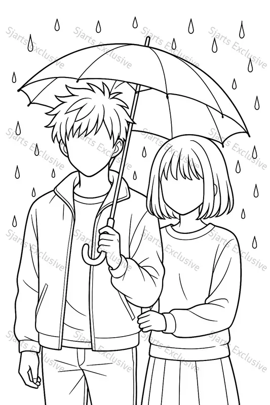 Adorable Couple Line Art Worksheets