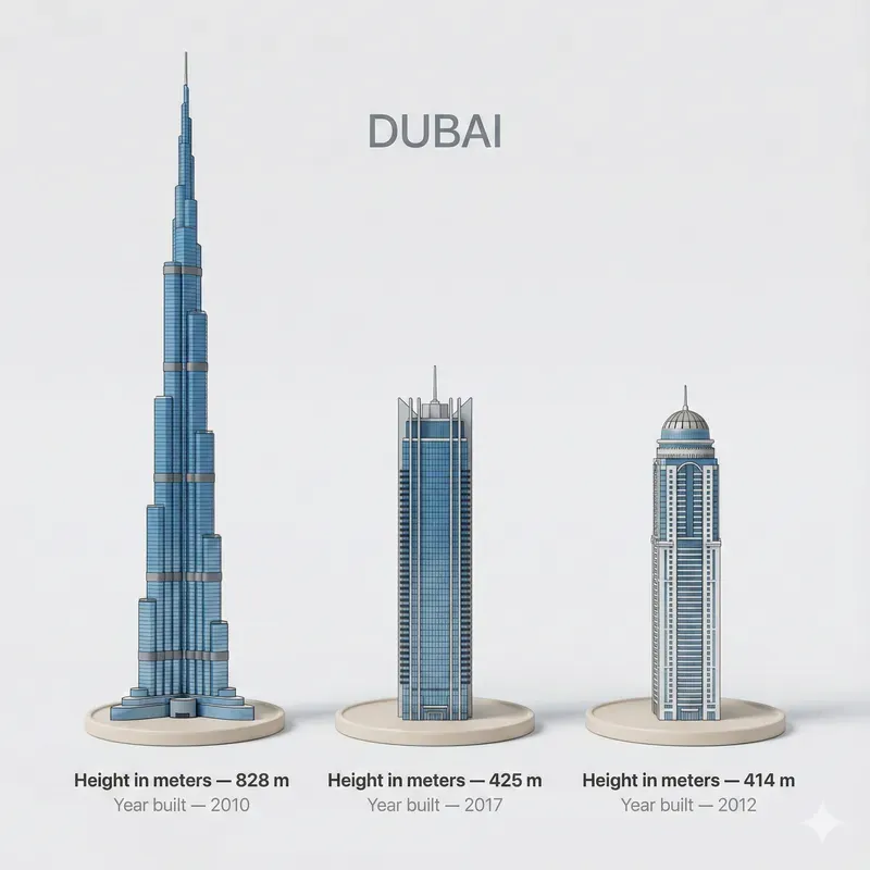 3D Cartoon Views Of Tallest Buildings