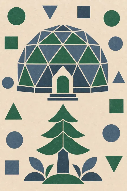 Midcentury Geometric Folk Art Posters
