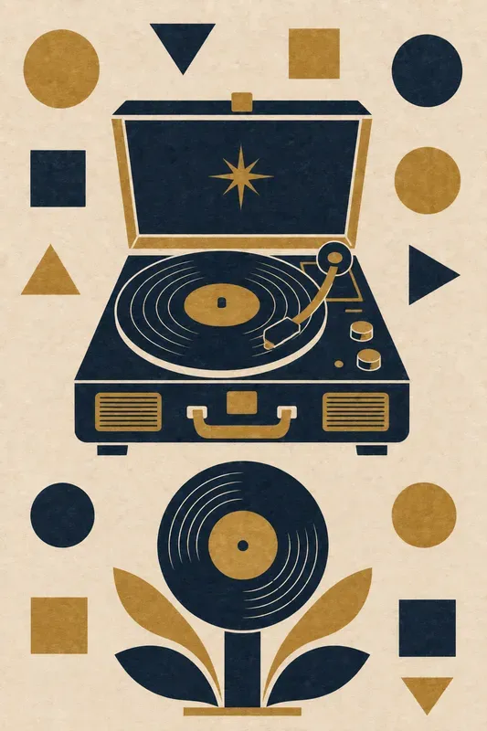 Midcentury Geometric Folk Art Posters