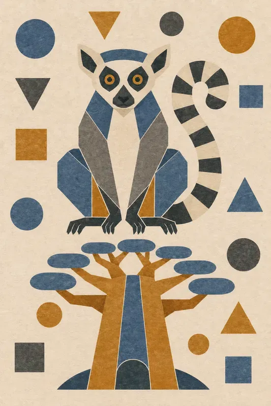 Midcentury Geometric Folk Art Posters