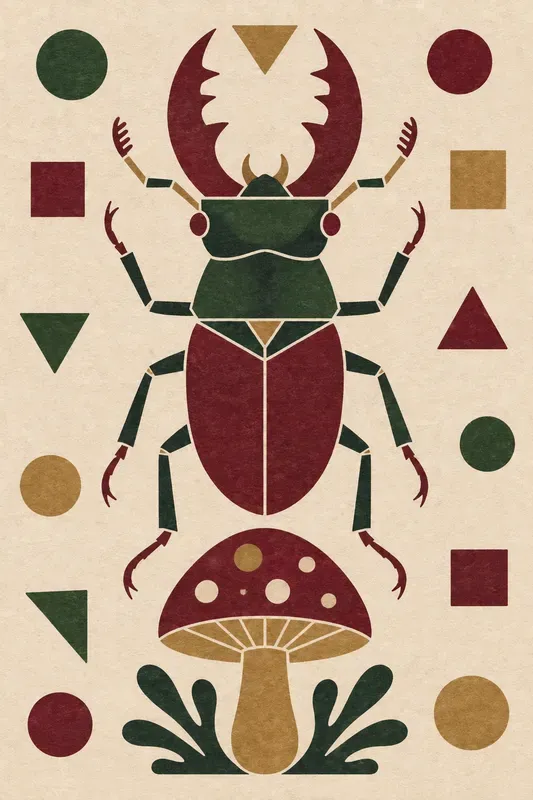 Midcentury Geometric Folk Art Posters