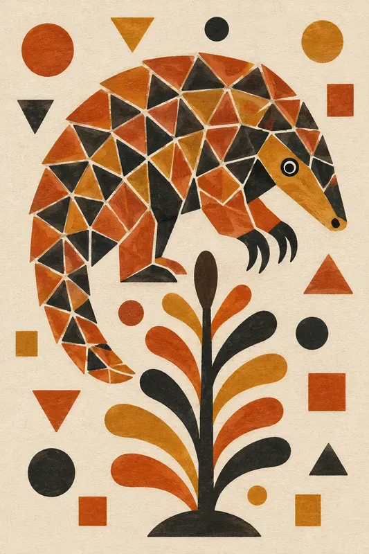 Midcentury Geometric Folk Art Posters