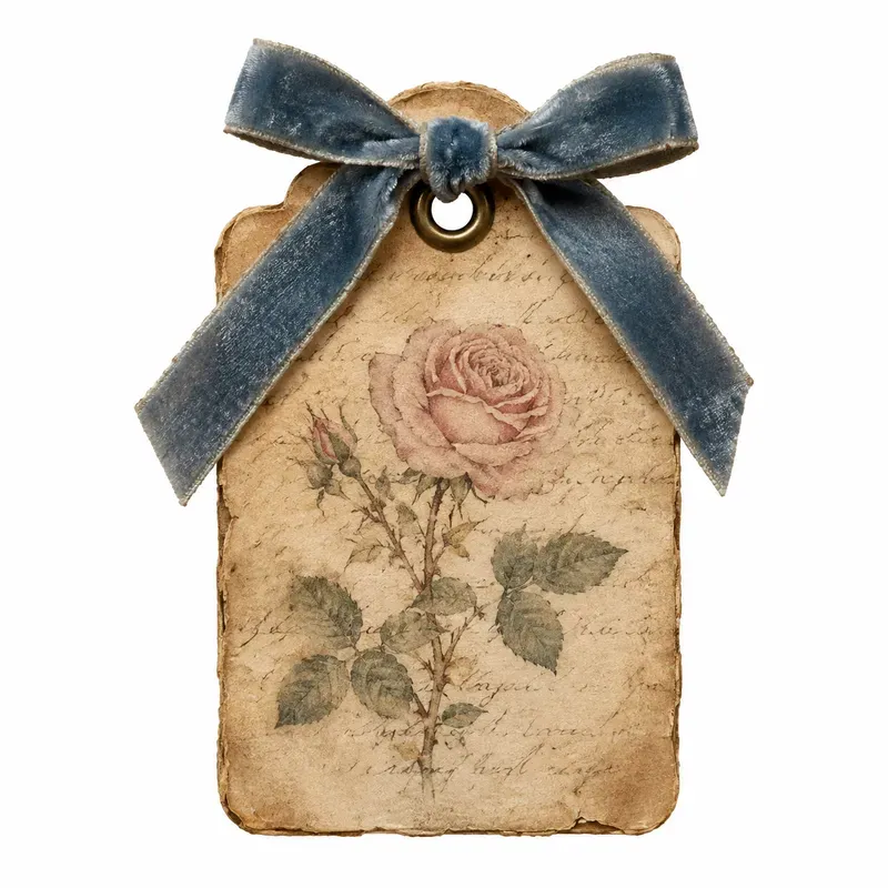 Junk Journal Ribbontied Tag Ephemera