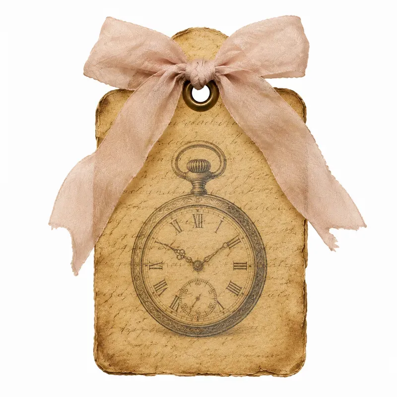 Junk Journal Ribbontied Tag Ephemera
