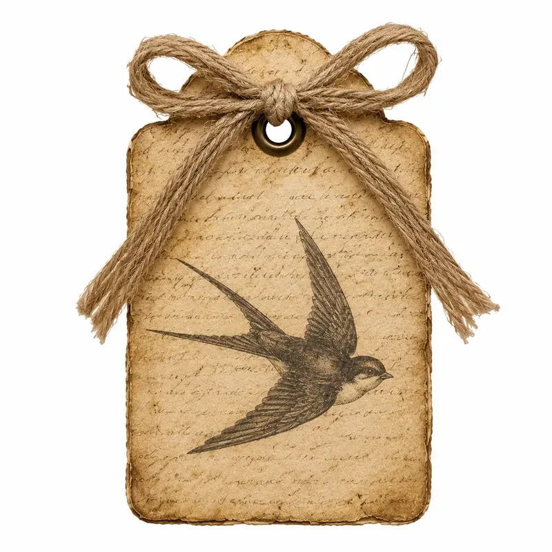 Junk Journal Ribbontied Tag Ephemera