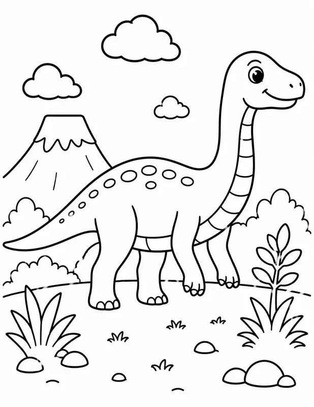 Cute Kids Dinosaur Coloring Pages